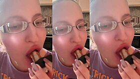 Vampire asmr glasses fetish with teasing lollipop sucking play