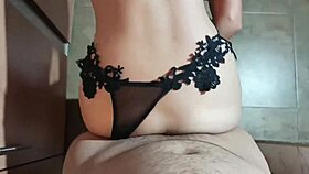 exotic housewife fingers pussy in kitchen lingerie screaming loud