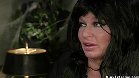 Bound Big Tits Milf Whipped into Submission at Kinky Lesbian Halloween Strapon Anal Party