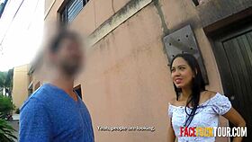 Sexy Latina Skank Deepthroats Stranger's Monster Cock on Street