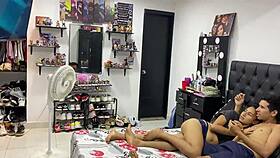 watching movies scares me bro fucks fear away with hard pounding caresses