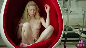 Hey check out blonde Liz teasing her ass and pussy with fingers before slamming that glass dildo deep inside