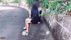 Student boldly fucks girlfriend publicly in park for thrill