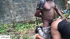 Horny babe takes deep doggy on ranch with stud