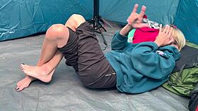 oops campin sex with hot blonde milf dildo to creampie i need real cock