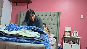 Colombian latina couple enjoys homemade fun alone at home