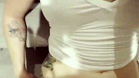 FITNESS GIRL DOMINATES WITH GYM STEPS DICKFLASH MONSTER COCK