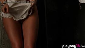 check out bombastic alexandra tyler stripping lingerie to reveal her perfect shaved body outdoors