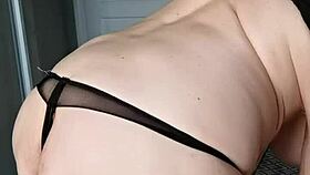 i finger my huge tits pussy in black net dress heels closeup