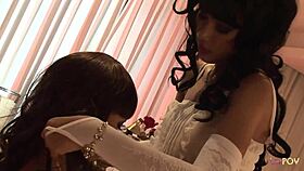 mintra and sansanee fuck with big red dildo on table