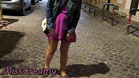 in the shadowy paris streets the daring teacher flashes her pussy fingering to explosive public orgasm