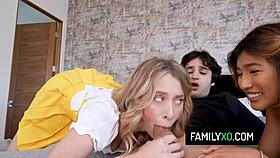 omg slutty babe calls asian pal to bang older guys wild