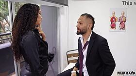 Skinny teen neighbor pounds big tit wife doggystyle in car