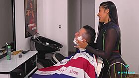 rough barbershop pounding by huge cock client explodes cum all over mariana martix face