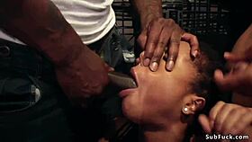 ebony hangs out with big strong studs