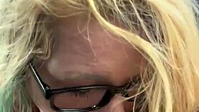 imagine this pretty glasses hooker slurping cum straight from cock in car