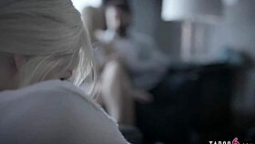 Shy petite blonde teen seduced and fucked raw by eager couple