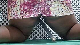 horny evangelical babe rubs herself hard with broom handle solo