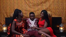 Ebony Threesome Babes Bent Over Licked and Doggy Pounded Hard!