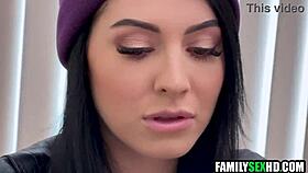 Two brunettes compete sucking and fucking older man's shaved pussy