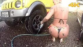 brazilian milf slurps monster cock outdoor with big natural tits 🍆🌳