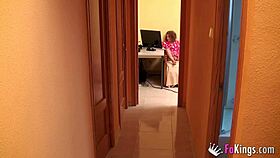 esmeralda fingers pussy hard while electrician works nearby