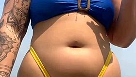 Taking the young virgin to my apartment and he falls hard for my swollen beach pussy flashing