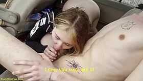 a real teen couple fucks wildly doggystyle deepthroat in backseat car on street