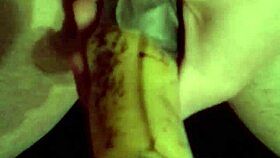 i slide banana deep in pussy close up retro style