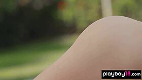 ukrainian serena wood strips naked outdoors teasing shaved pussy natural tits boldly