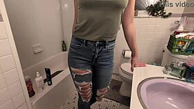 desperate amateur pee builds to hot golden shower