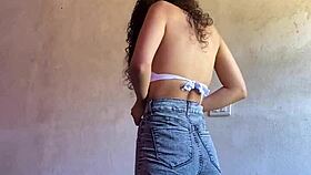 hidden cam catches sexy latina babe upskirt flashing her big tits