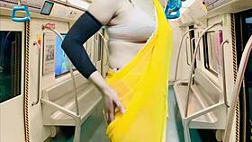 Exotic Beauty Unveils Curves In Crowded Metro Ride
