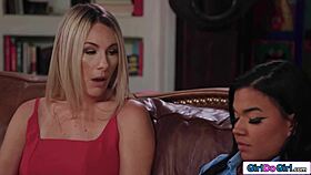 Busty Milf Facesits Petite Latina in Hairless Pussy Lick Orgy