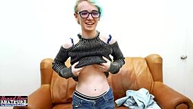 Exotic Nerdy Coed Raven Moans as Wet Twat Gets Fingered Before Ass Pounding