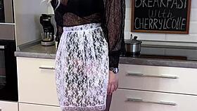 CURVY MATURE IN LINGERIE ENJOYS BREAKFAST WITH CHERRYCOLLE