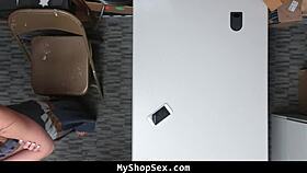 shoplifting teen's tight asshole punished by rough anal thrusting