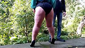 i spy curvy mature bbw flashing hairy pussy peeing wildly on public street like slut