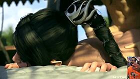 shadowheart, take these backshots with anal beads while miranda shoves huge dildo deep