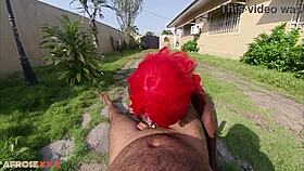 hey boyfriend where are you while i fuck this redhead ebony big ass slut in the backyard?