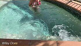 Wife Dares To Flash Massive Tits At Hotel Pool Publicly