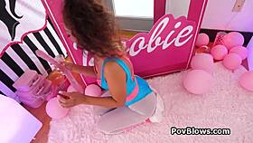 exotic ebony spinner choking on massive dildos then deepthroating dick 😈🍆