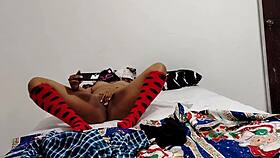 brunette college cutie caresses her big tits and ass 😘🔥