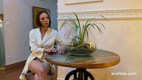 eve sinks into steamy bath caressing shaved pussy and pierced nipples slowly