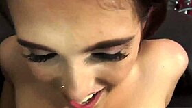 petite 18+ amateur rides huge dildo while sucking banana