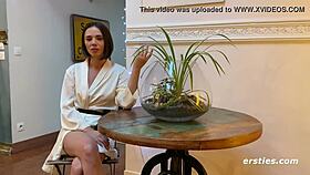 eve sinks into steamy bath caressing shaved pussy and pierced nipples slowly