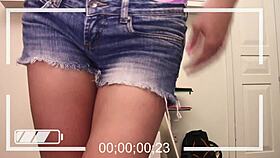 Naughty teen neighbor strips and fingers petite body wildly