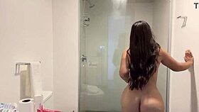 hey, check out big booty latina milf ely marquez showering backstage with andres