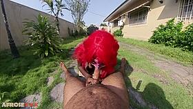 hey boyfriend where are you while i fuck this redhead ebony big ass slut in the backyard?