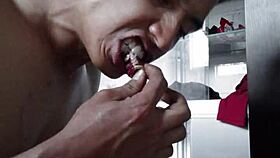 primo masturbates on desk enjoying his thick semen solo